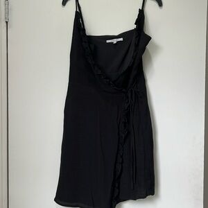 Naked Zebra mini black wrap dress with spaghetti straps